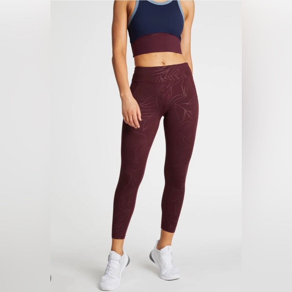 🆕 Sweaty Betty All Day Emboss Leggings Full Length Plum Floral Activewear